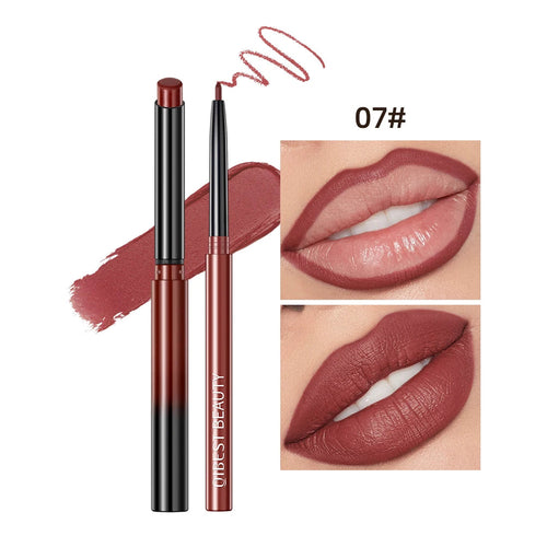 QIBEST Lipstick Pencil Waterproof Sexy Red Nude Purple Matte Tint