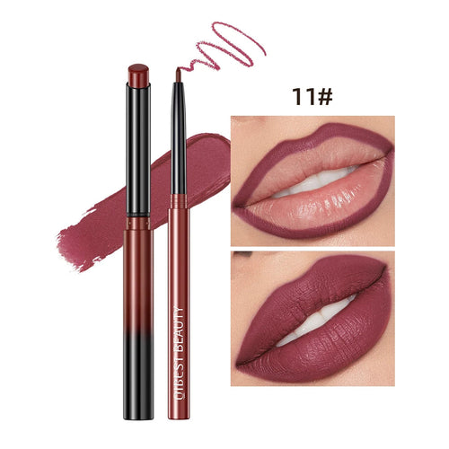 QIBEST Lipstick Pencil Waterproof Sexy Red Nude Purple Matte Tint