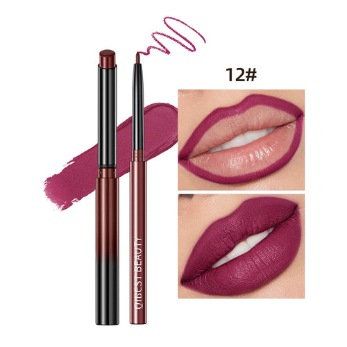 QIBEST Lipstick Pencil Waterproof Sexy Red Nude Purple Matte Tint