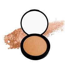Open compact powder foundation with brush stroke of powder makeup